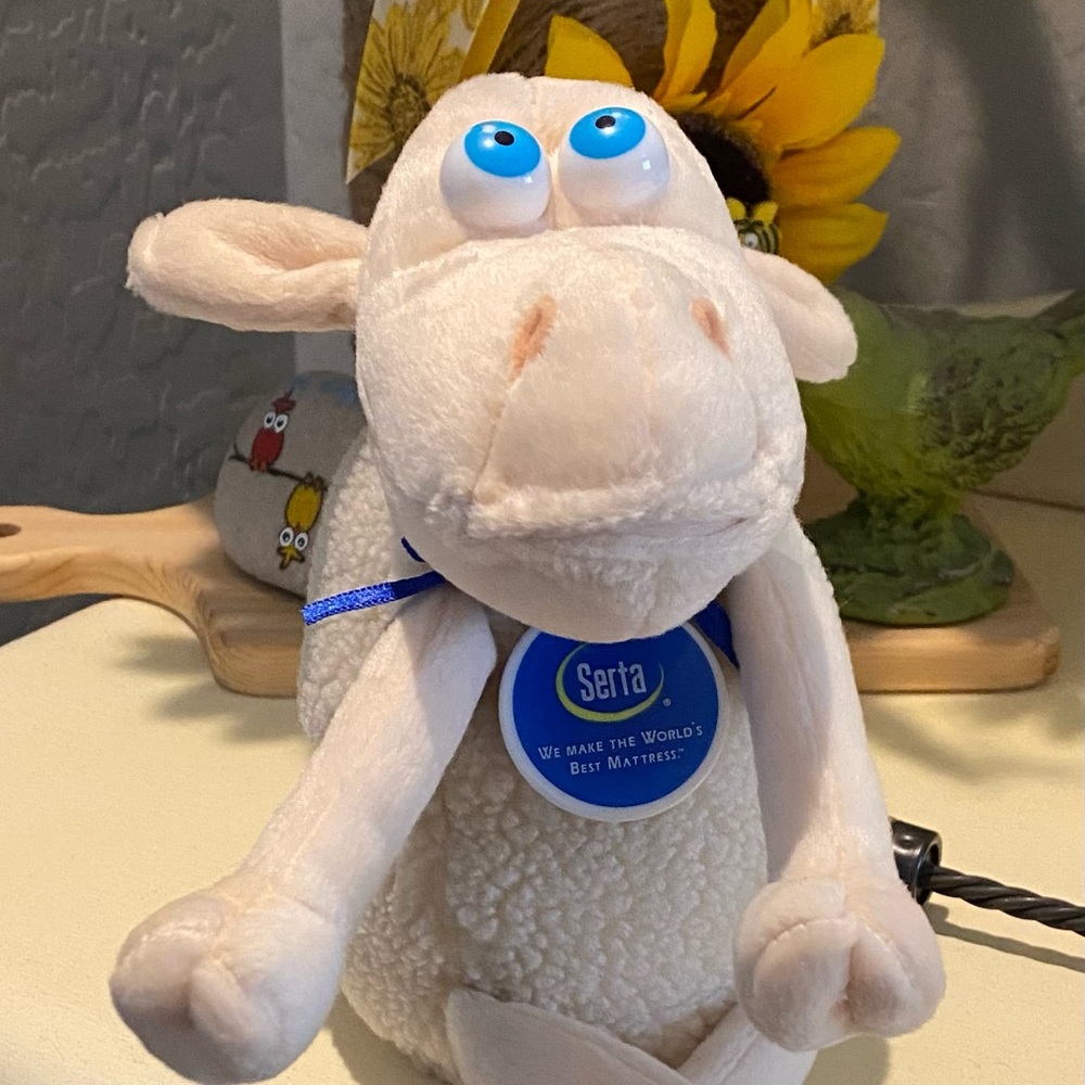 Serta Sheep #1 Plush 8" White Lamb Sleep Number Stuffed Animal Blue Eyes Toy